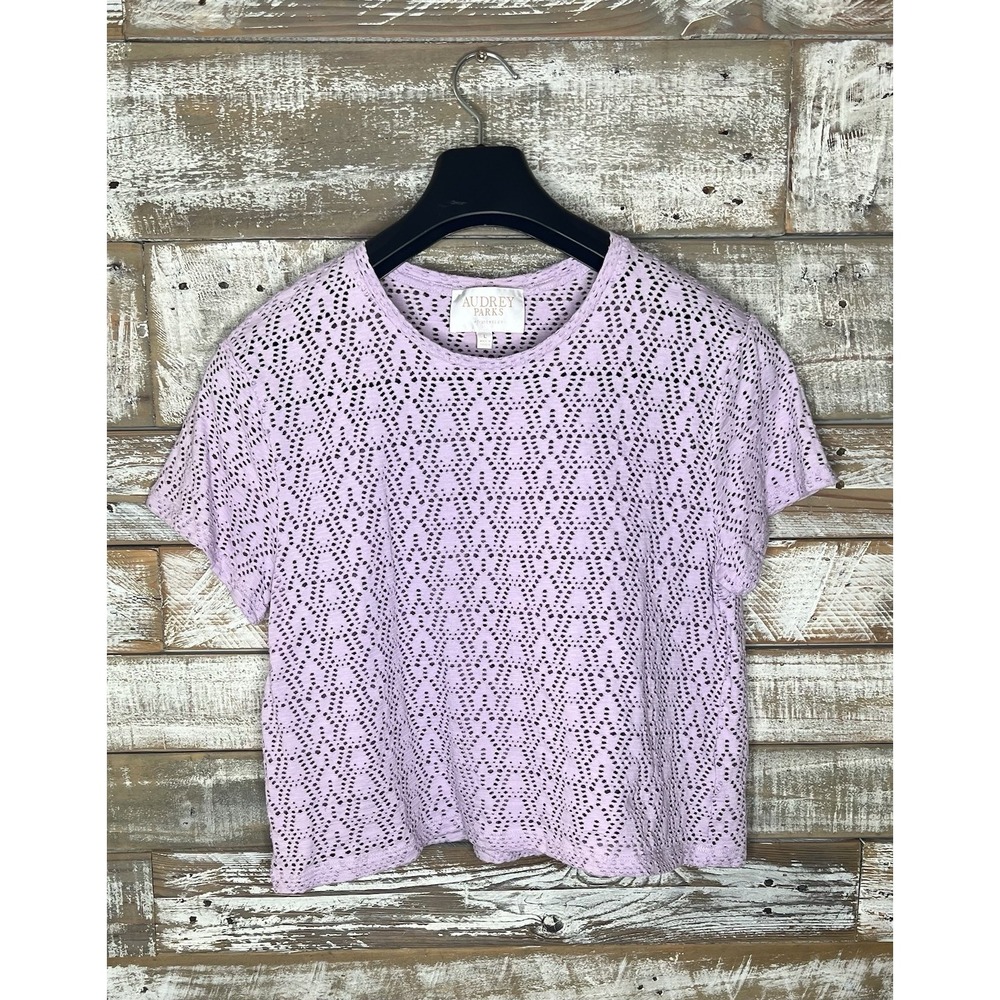 Audrey Parks Francesca womens short sleeved purple top‎ L